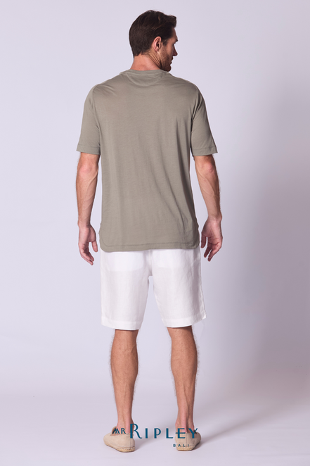 Cotton Supima Notched T Shirt in Khaki