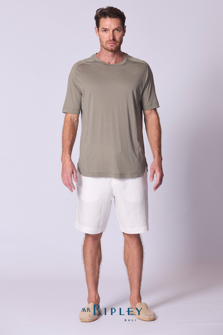 Camiseta con muesca de algodón Supima color caqui