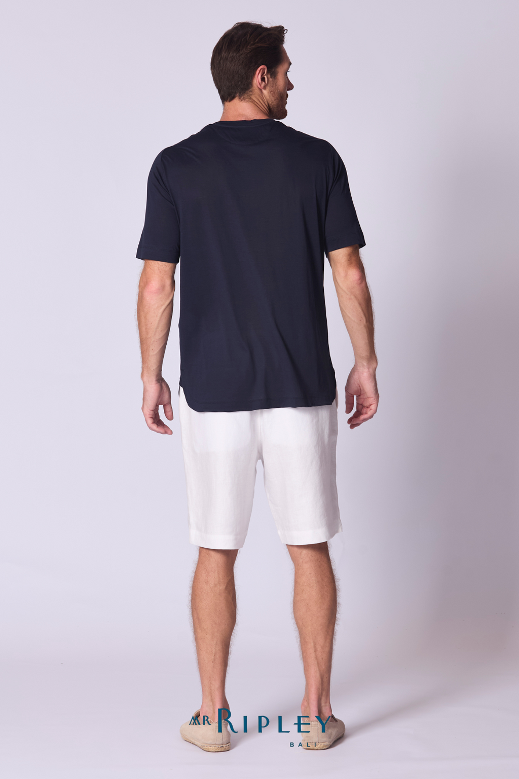 Cotton Supima Notched T Shirt in Navy