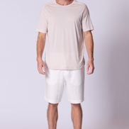 Cotton Supima Notched T Shirt in Stone