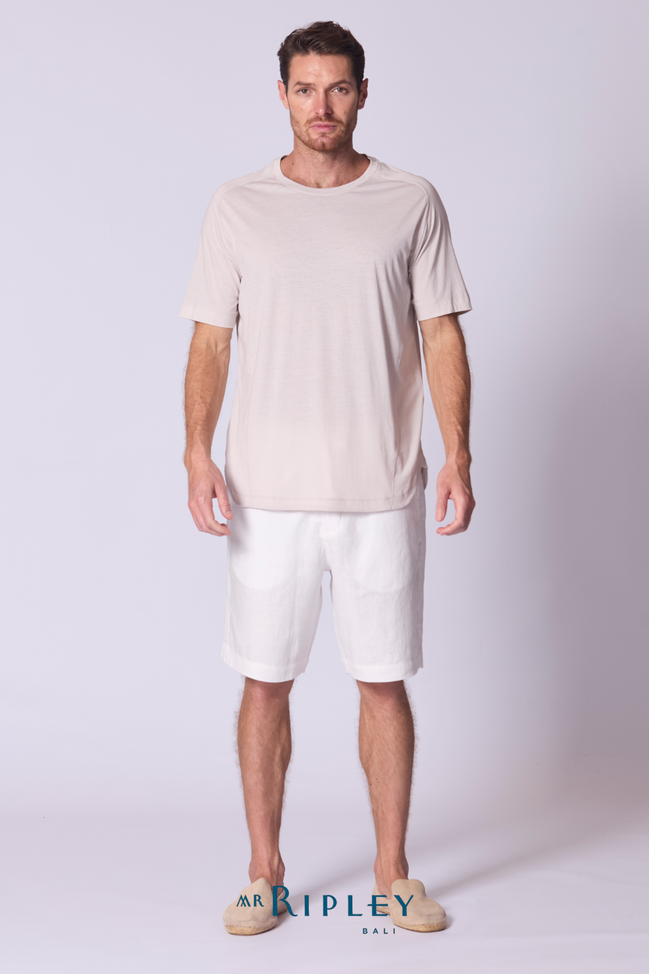 Cotton Supima Notched T Shirt in Stone