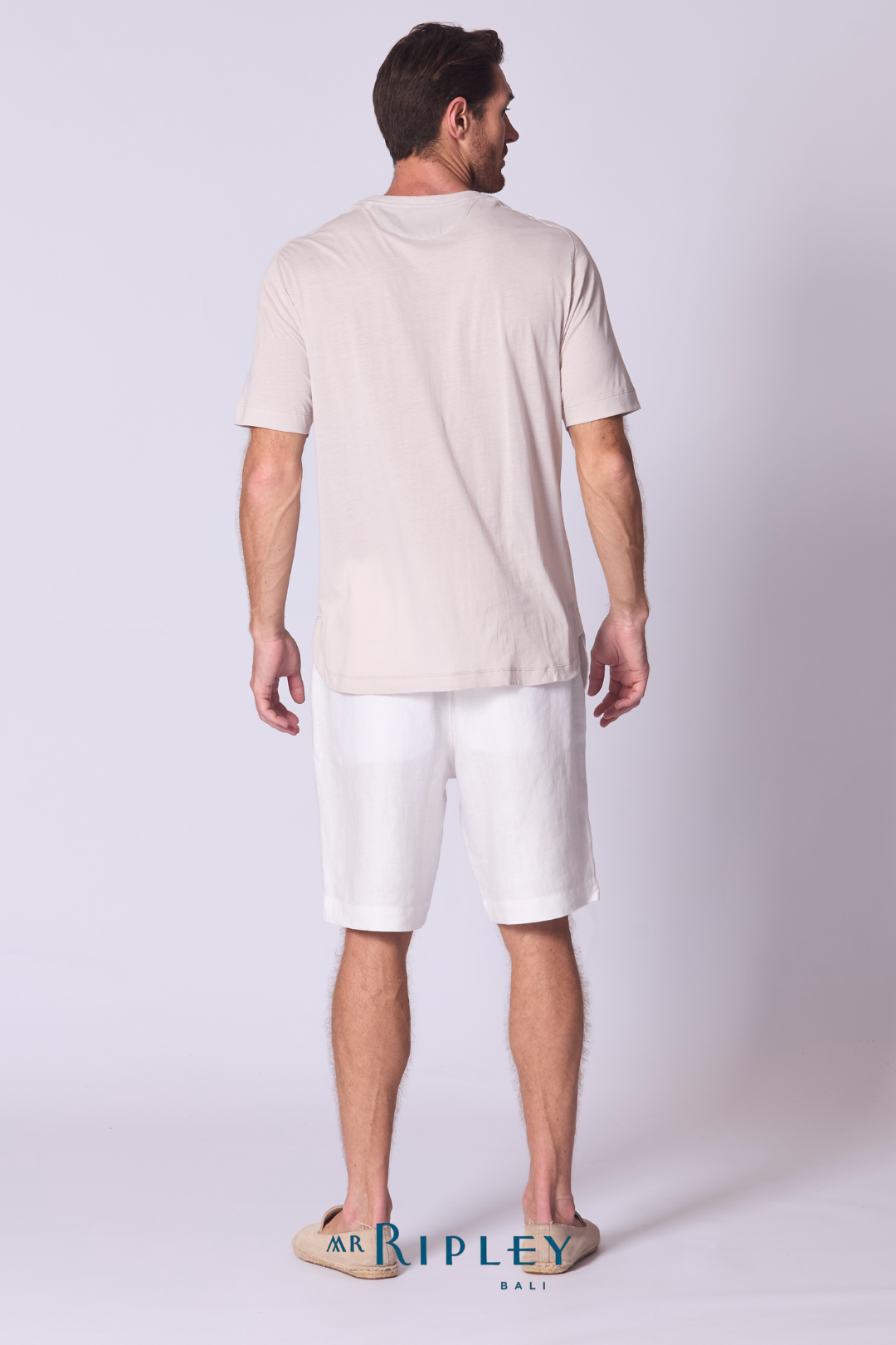 Cotton Supima Notched T Shirt in Stone
