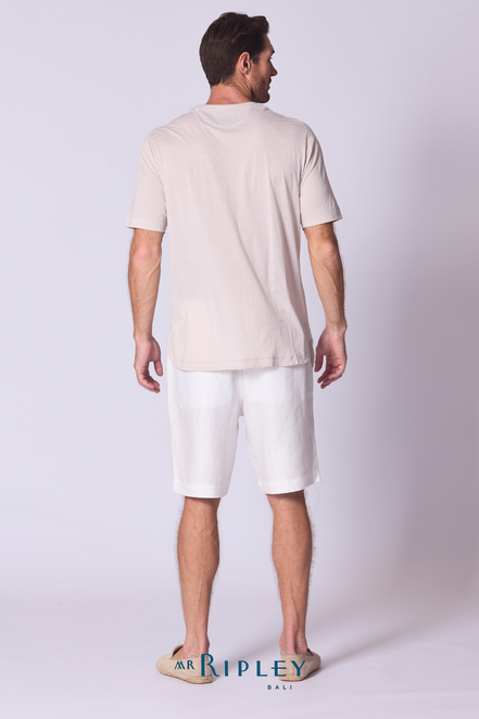 Cotton Supima Notched T Shirt in Stone
