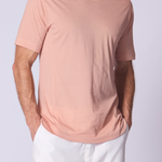 Camiseta de Algodón Supima con Escote Hendido en Terracota Suave