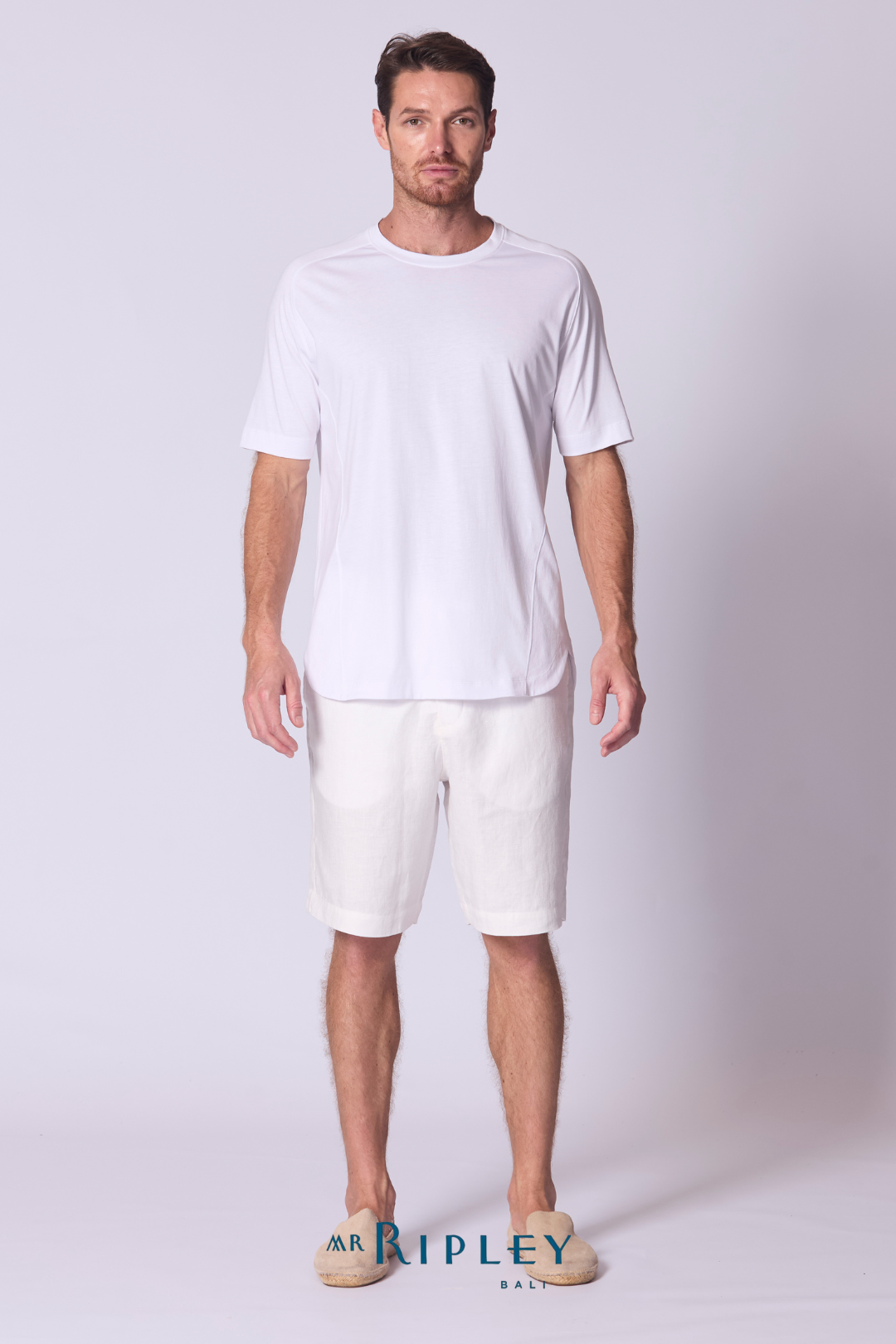Cotton Supima Notched T Shirt in White