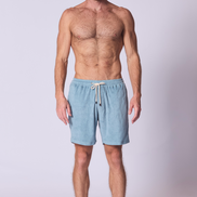 Cotton Terry Towelling Beach Short in Capri Blue