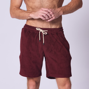 Cotton Terry Towelling Beach Short in Picasso Red
