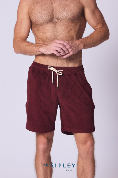Cotton Terry Towelling Beach Short in Picasso Red