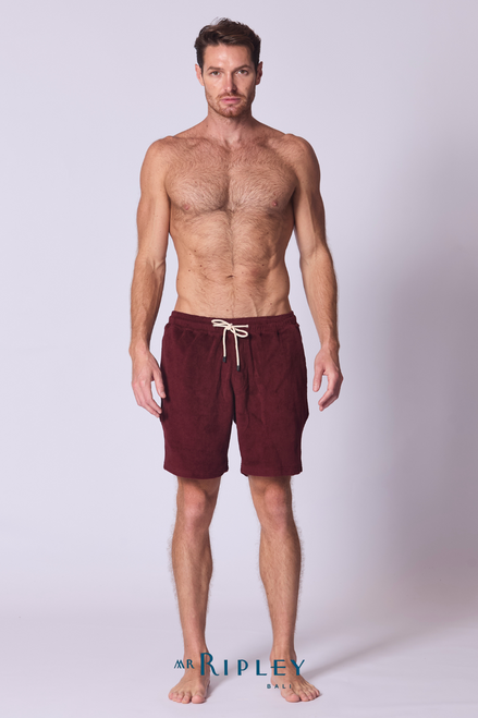 Pantalón corto de rizo de algodón para playa en Rojo Picasso
