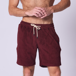 Pantalón corto de rizo de algodón para playa en Rojo Picasso