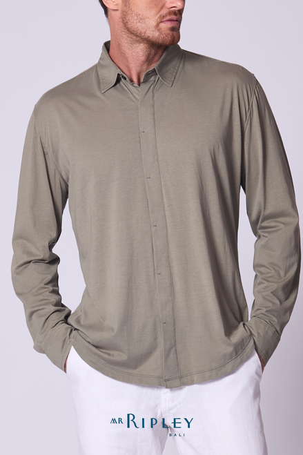 Camisa de punto de algodón Supima en caqui