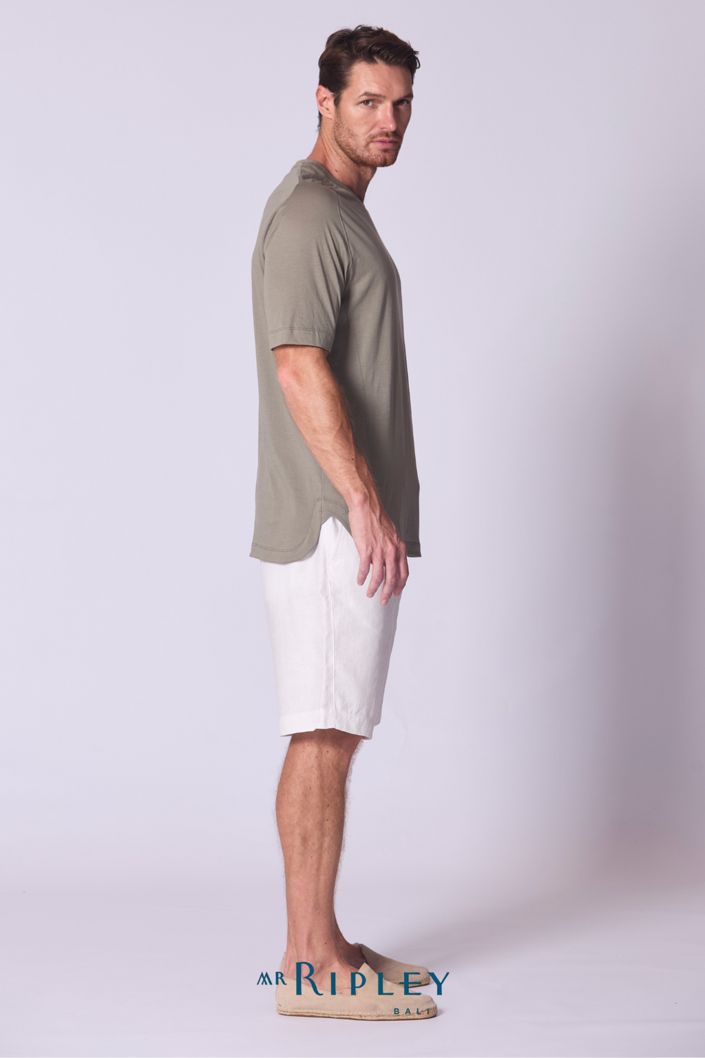 Cotton Supima Notched T Shirt in Khaki