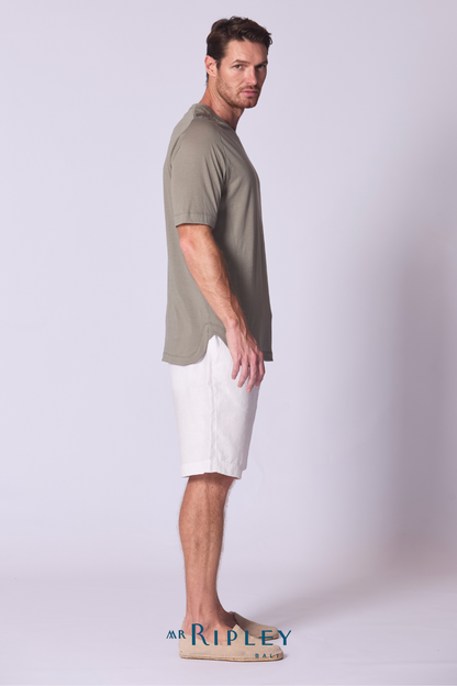Cotton Supima Notched T Shirt in Khaki