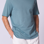 Cotton Supima Notched T Shirt in Capri Blue