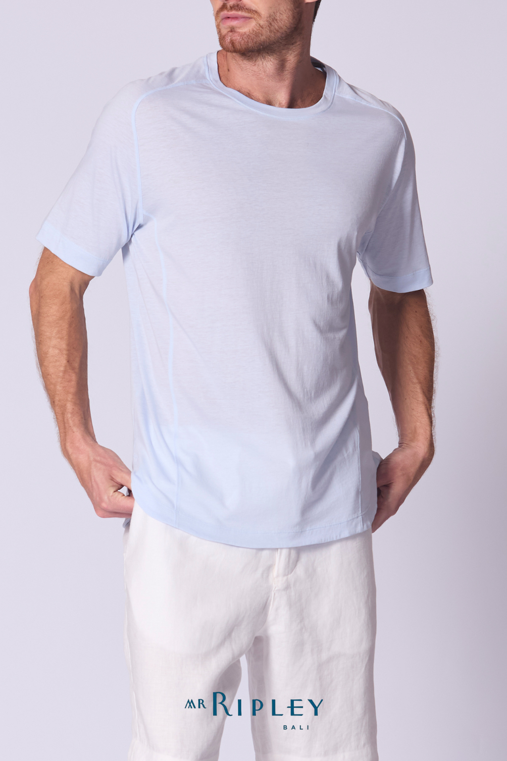 Cotton Supima Notched T Shirt in Chambray