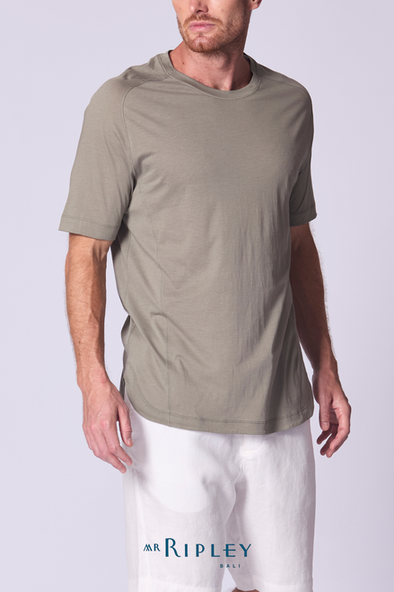 Camiseta con muesca de algodón Supima color caqui