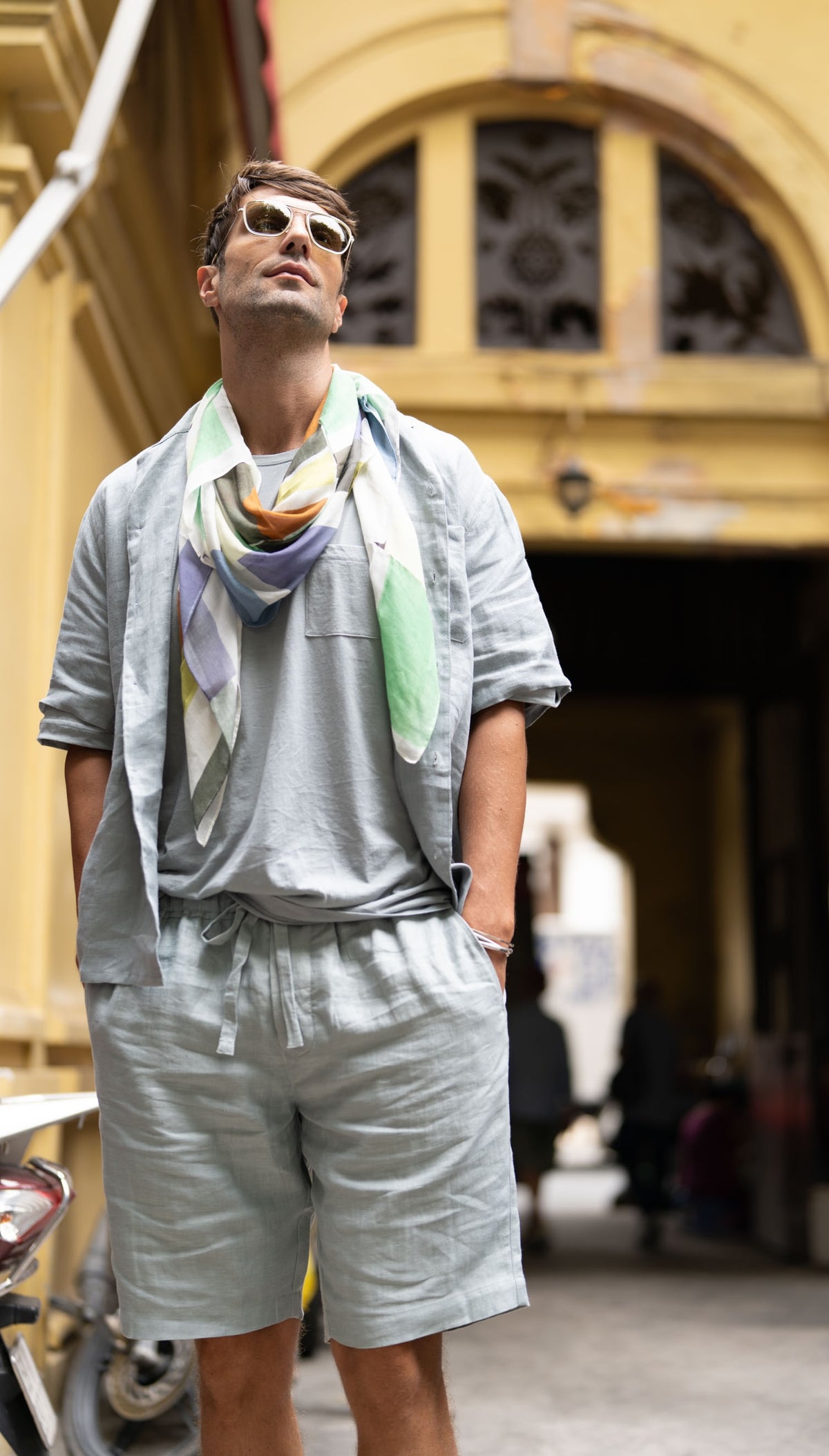 Linen Camp Shirt in Dove Grey
