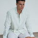Long Sleeve Linen Shirt with Seam Detail Seafoam