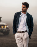 Tailored Classic Linen Blazer in Navy