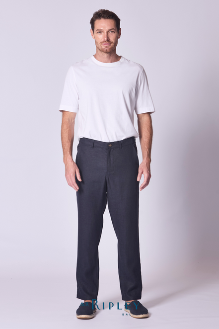 Linen Lounge Pant in Navy
