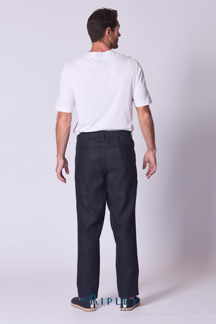 Linen Lounge Pant in Navy