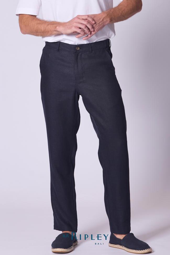 Linen Lounge Pant in Navy