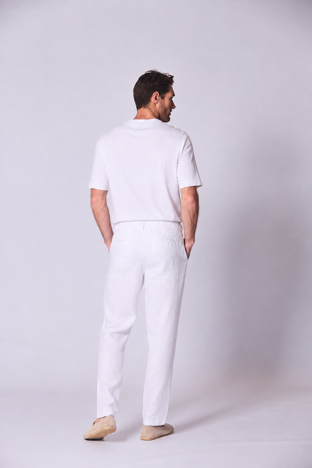 Celana Panjang Linen Santai Warna Putih