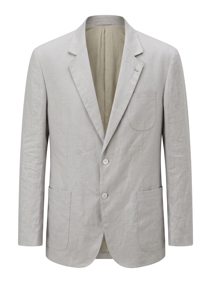 Blazer Linen Klasik Biru Dongker yang Disesuaikan