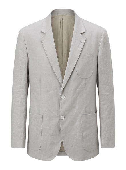 Blazer Linen Klasik Biru Dongker yang Disesuaikan