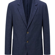 Blazer Linen Klasik Biru Dongker yang Disesuaikan