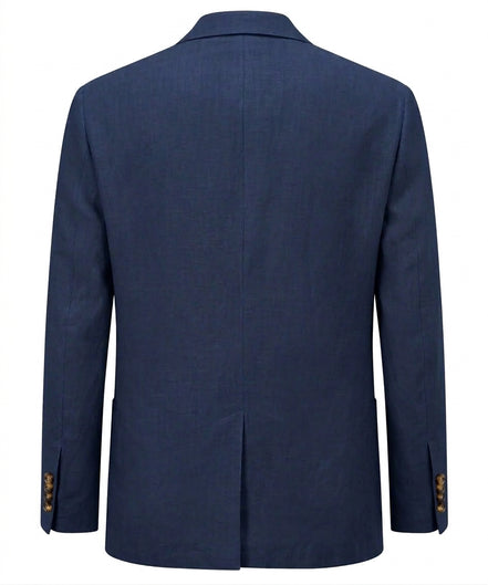 Blazer Linen Klasik Biru Dongker yang Disesuaikan