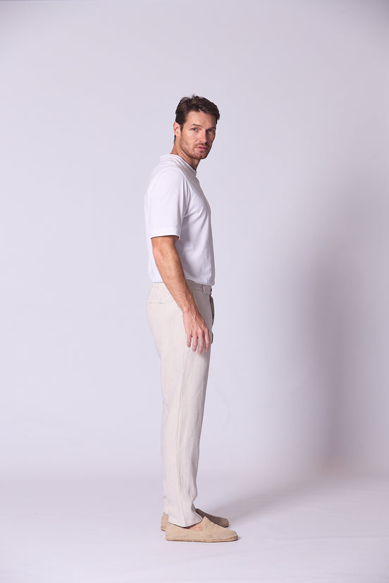 Classic Linen Trousers in Beige