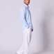 Long Sleeve Linen Shirt with Seam Detail Light Blue