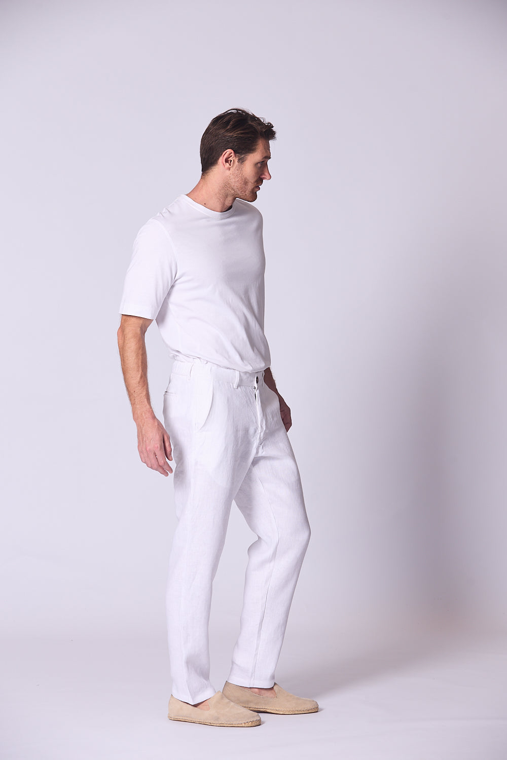 Celana Panjang Linen Santai Warna Putih