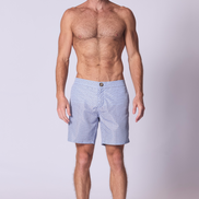 Printed Swim Short in Chambray Burn Umber