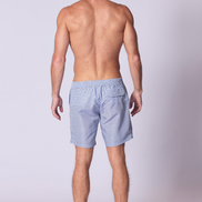 Printed Swim Short in Chambray Burn Umber