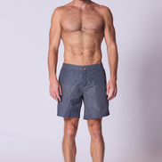 Printed Swim Short in Navy White