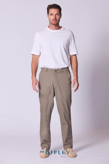 Relaxed Cotton Voile Lounge Pant in Khaki