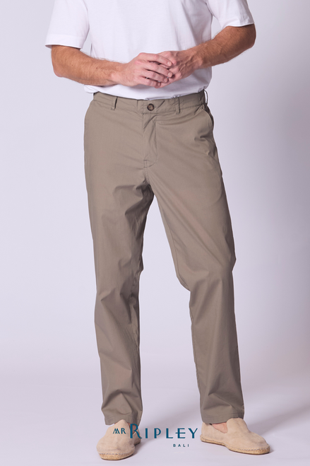 Pantalón de salón de gasa de algodón relajado en color caqui
