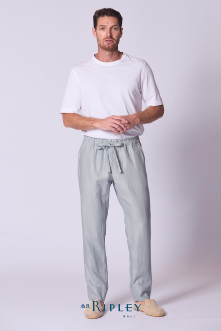 Relaxed Linen Lounge Pant in Dove Grey