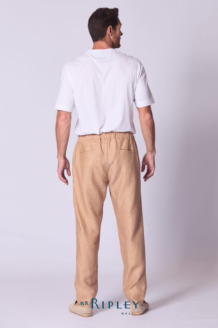Relaxed Linen Lounge Pant in Straw