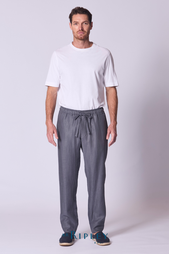 Pantalón Holgado de Lino para Descansar en color Amatista