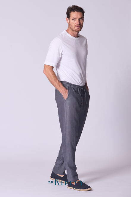 Relaxed Linen Lounge Pant in  Amethyst