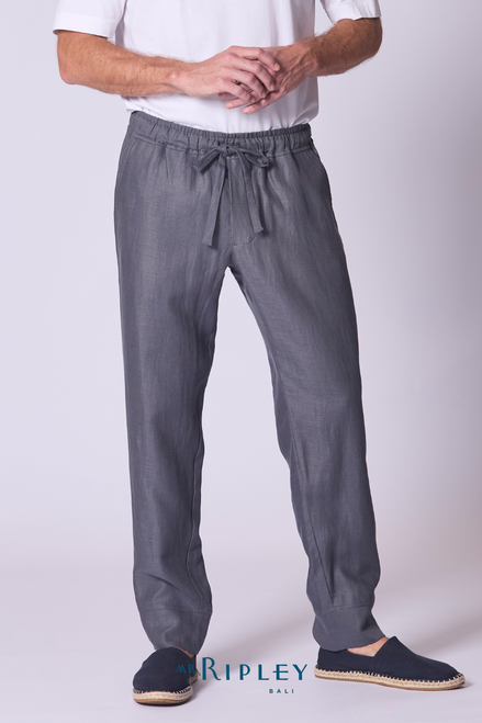 Pantalón Holgado de Lino para Descansar en color Amatista