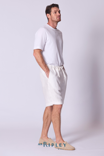 Relaxed Linen Short in White