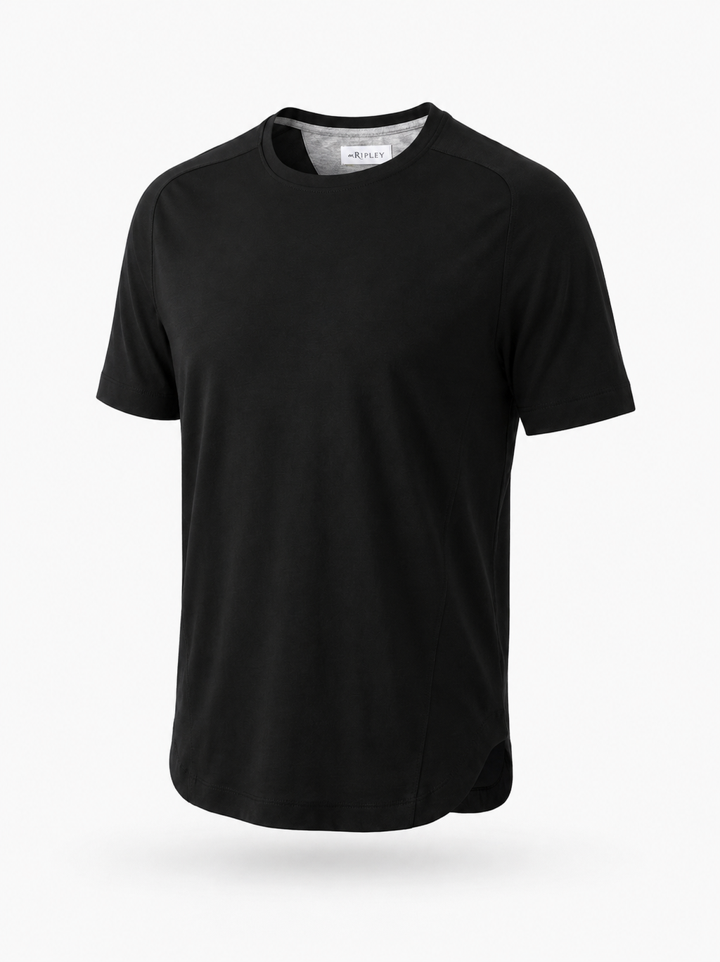 Cotton Supima Notched T Shirt in Black