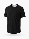 Cotton Supima Notched T Shirt in Black