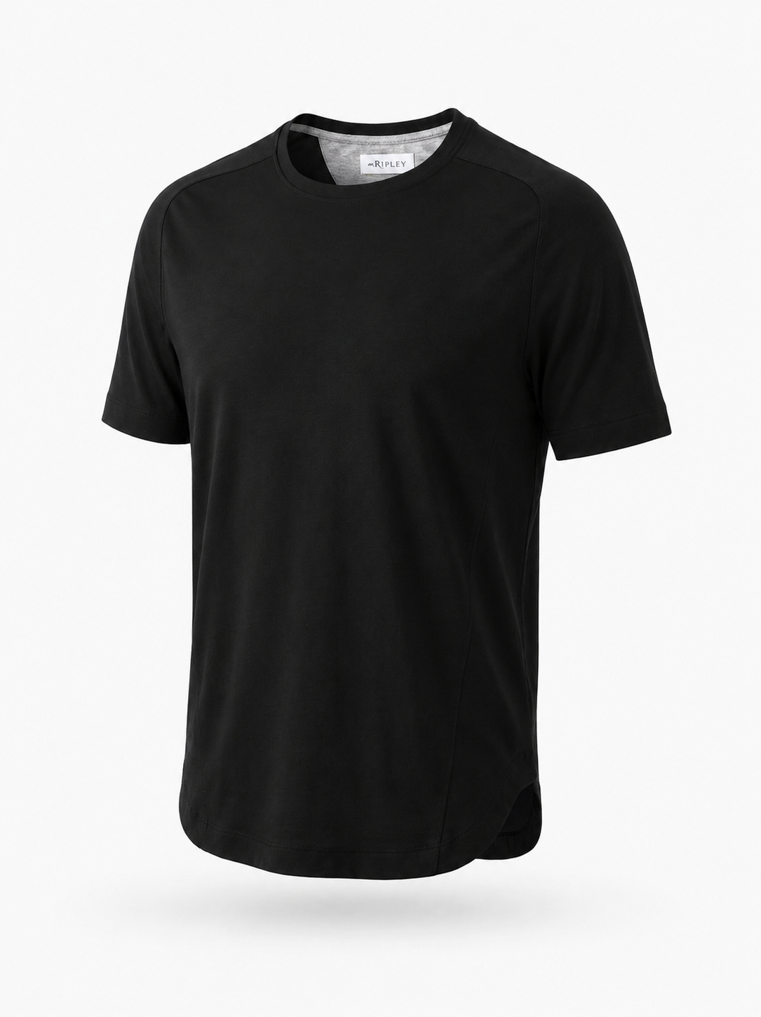 Cotton Supima Notched T Shirt in Black