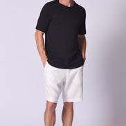 Cotton Supima Notched T Shirt in Black