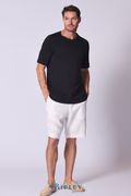 Cotton Supima Notched T Shirt in Black